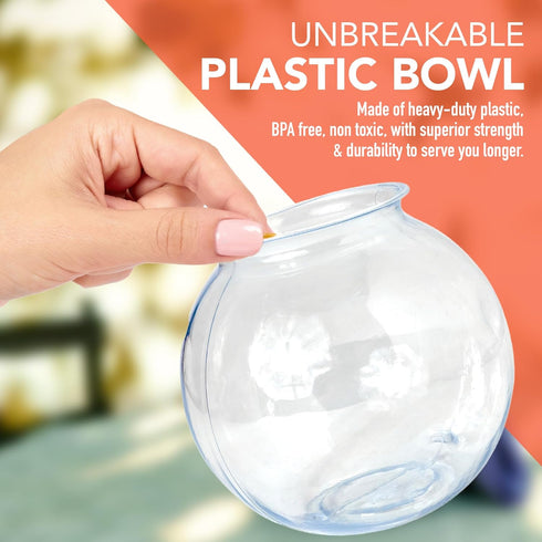 Fish Bowls for Drinks - 6 Pack - 16 Oz BPA-Free Small Plastic Ivy Bowls for Crafts, Mini Fish Bowls, Candy Dishes