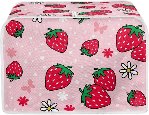 Daisy Strawberry Print Toaster Cover, Kitchen Small Appliance Cover, Pink, Machine Washable, Fingerprint Protection