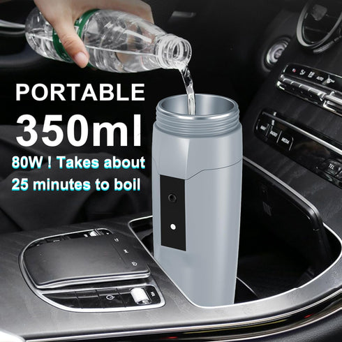 Portable 12V Car Kettle Boiler, Small Electric Travel Kettle, 80W Fast Water Heater for Car