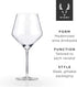 Viski Raye Angled Burgundy Glasses Set of 2 - Premium Crystal Clear Red Wine Gift Set, 21 oz