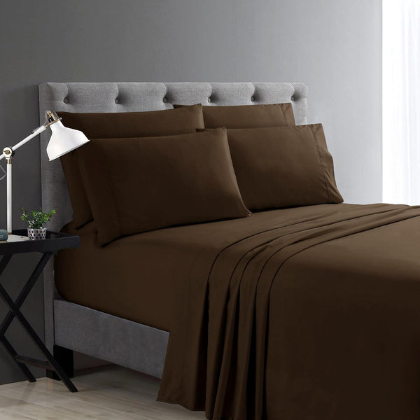 Home Collection Micro Caress Luxurious Sheet Set - 90GSM 4-Piece Queen Size - Brown Color