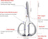 7.5in Stainless Steel Kitchen Scissors, Heavy Duty Shears for Chicken, Meat, Food, Vegetables, BBQ (Silver)