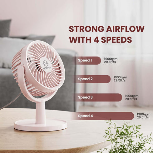 Shinebella 4 Speeds Small Desk Fan with Strong Airflow, Personal Portable Mini USB Fan, Quiet, 310 Degree Rotation, Detachable, Easy to Clean, Lightweight, 4 inch, for Bedroom, Desk, Home… B08NP31ZWB by Shinebella