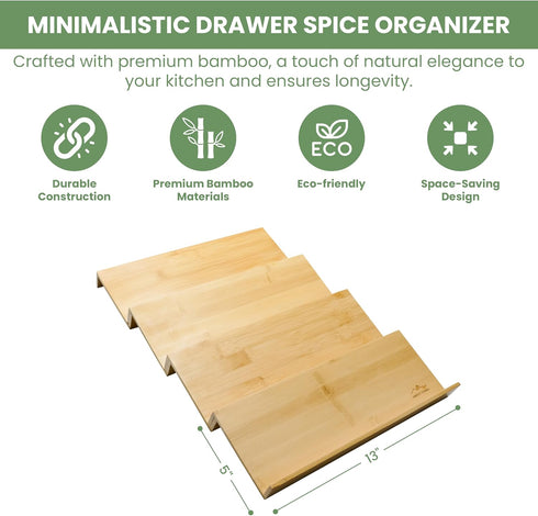 Sweet Living 4 tier spice rack drawer organizer for Kitchen Cabinets | Wooden spice drawer organizer, Space-Saving
