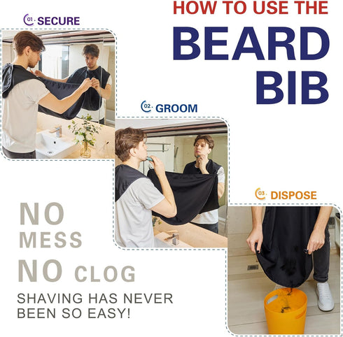 LUPYJI Trimming Beard Bib Apron, Adjustable Beard Hair Catcher, Christmas Gift for Dad