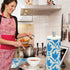 30 11" 10" LOLA Swedish Dishcloths XL on a Roll, Sheets, Floral Pattern, Perforated Tear-Off x Sheets w/Hook, Reusable