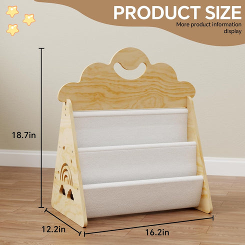 BPMFDTNL Wood Kids Bookshelf, Montessori Bookshelf,Suitable Kids Rooms, Nursery & Classroom, Toddler Book Rack, Nursery