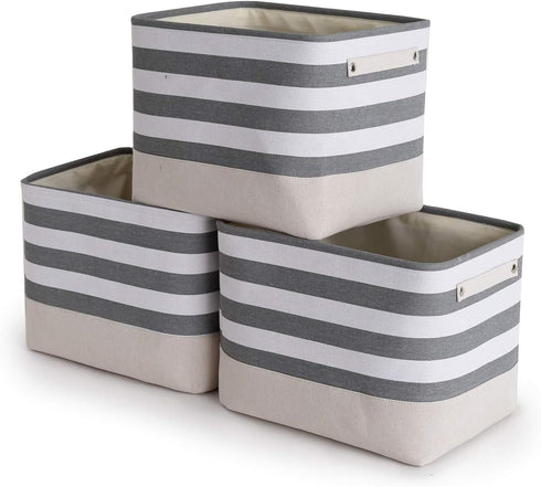 TheWarmHome Extra Large Cube Storage Bins, 3 Pack 16×12×12 inch, Sturdy Fabric Storage Basket with Handles for