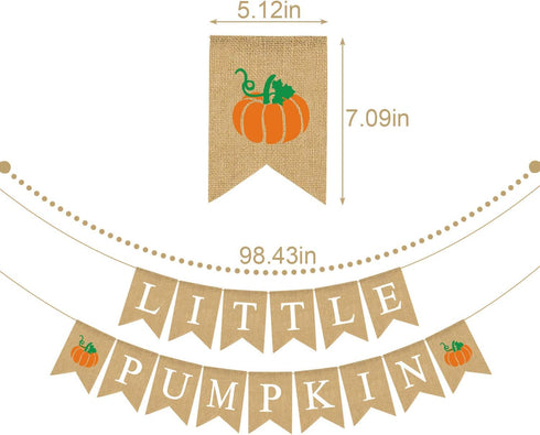 Jute Burlap Little Pumpkin Banner - Fall Baby Shower Gender Reveal Birthday Party Garland Decoration