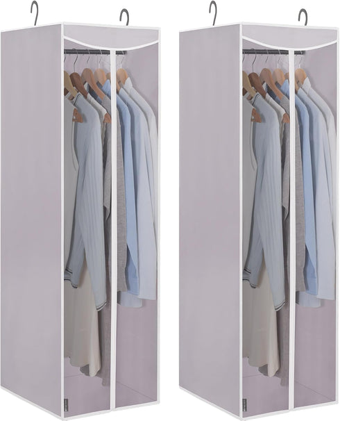 STORAGE MANIAC 2-Pack Hanging Garment Bag, Zipper Cover with Clear Window for Closet Storage of Dresses and Suits
