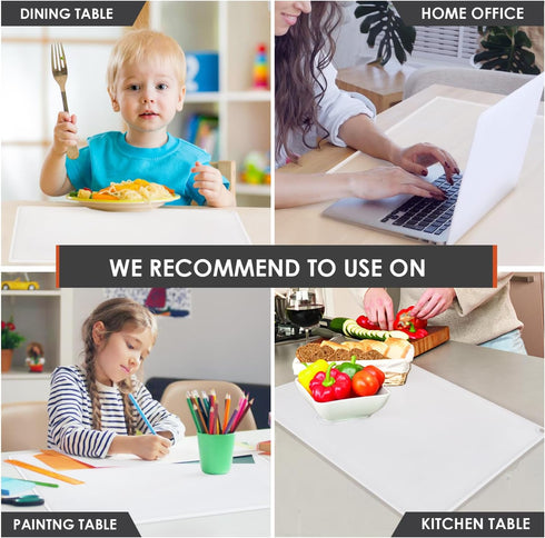 Mat(1 Pack 19.7" 15.7") Translucent Silicone Placemats for Toddlers-Kids Dinner Placemat Reusable Portable Food Mat