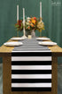 Black and White Striped Table Runner for Anniversary Dinner Party Supplies, Birthday Party Wedding Winter New Years