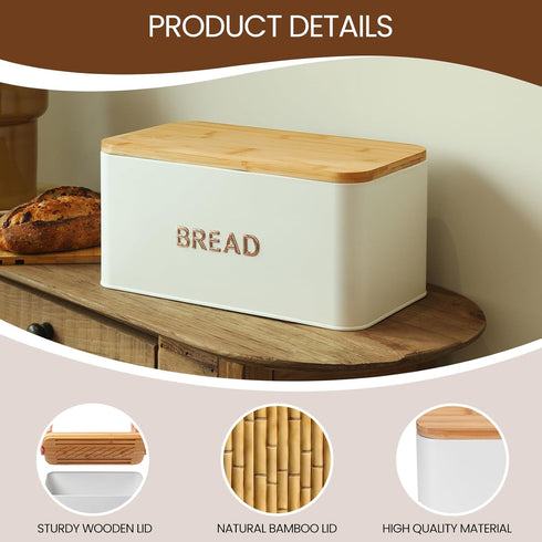 BLUBYEES Bamboo Bread Slicer for Homemade Bread with Crumb Tray & Storage Box Adjustable Slicing Guide for Sourdough