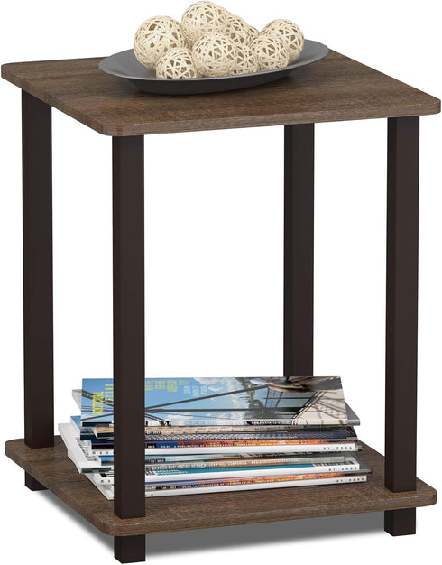 Set 2 Furinno Simplistic of End Table, Walnut/Brown