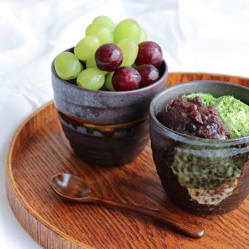 Set 2, 6.7oz (200ml), 2PCS Set, Asayu Japan Handpainted Glazed Ceramic Tea Cups of Made in Japan MIno Ware Pottery