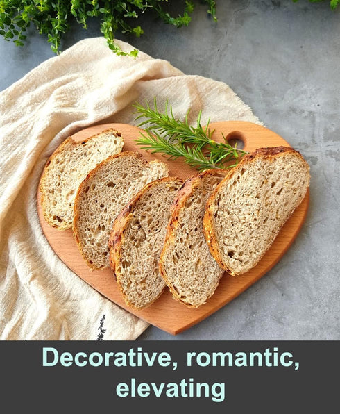 Heart Shaped Cutting Board, 11” x 9” Solid Wood Decorative Serving Board for Cheese, Bread, Snacks