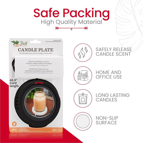 BULK PARADISE Candle Warmer Plate Safely Releases Scents Without a Flame- Used as Candle Jar Warmer, Candle Melter