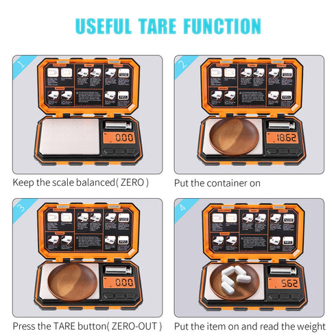 Fuzion Digital Pocket Scale, 500g x 0.01g Mini Scale with LCD Display, Tare Function for Food, Jewelry, Coin