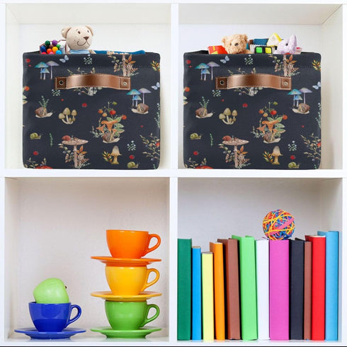 Storage Basket Bin, Mushroom Snail Organizer, Collapsible Shelf Basket with Handle for Nursery Bedroom Bathroom