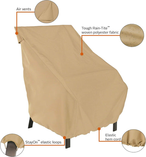 26 Inch Classic Accessories Terrazzo Water-Resistant High Back Patio Chair Cover, Outdoor Chair Covers