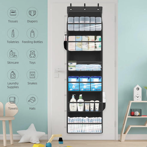 STORAGEIDEAS 6 12 Closet Over Door Organizer with Extra Large Pockets Side Pockets, Sturdy Storage Rack, Hanging