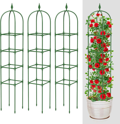 2 Pack 6Ft MYMULIKE Garden Trellis for Climbing Plants Outdoor & Indoor - Tall Rustproof Plant Support Cage for Vines