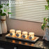 13.5 inch Romadedi Wooden Decorative Tray Candle Holder - Wood Long Narrow Tray Home Decor Small Rustic Farmhouse