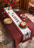Valentine's Day Table Runner 70 Inches Long, Gnomes and Love Hearts on Wood Grain with Red Lattice Border