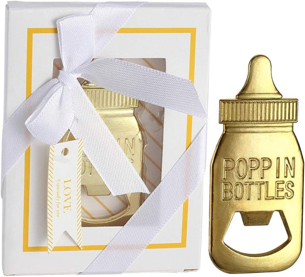 YFS 6 Pcs White Bottle Opener Baby Shower Gifts, Rose Gold Feeding Bottle Wedding Favors