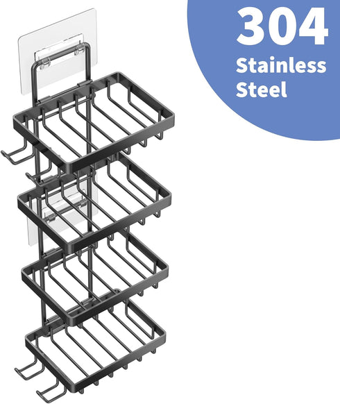4 304 4 Moforoco Tier Soap Bar Holder for Shower, No Drilling, Stainless Steel, Wall Mounted Soap Holder with Hooks