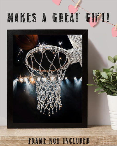 The Money Shot Diamond Basketball Hoop: 11x14 Unframed Poster - Luxury Hoop for Hoopers, Game Room Decor