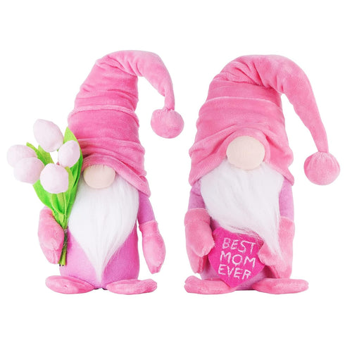 LONEA 2 PCS Mother's Day Gnome Plush Gifts, Spring Summer Tulip Decorations, Best Mom Ever Plushie Gift