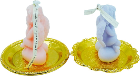 2 Angel Soy Wax Candle 2 Golden Candlestick Tray,Cute Decorative Candles,Scented Candles for Women;Home Decoration;Spa;Relaxation,Aesthetic Candle for Bedroom,Aromatherapy Candles for Sleep by KCVC