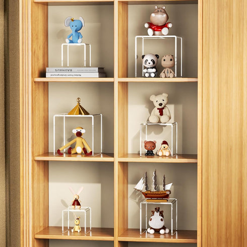2 Sets,3 -8.4"x6.3"x4.3" NIUBEE Acrylic Display Risers Stand Steps Clear Riser Shelf Showcase for Amiibo Funko POP