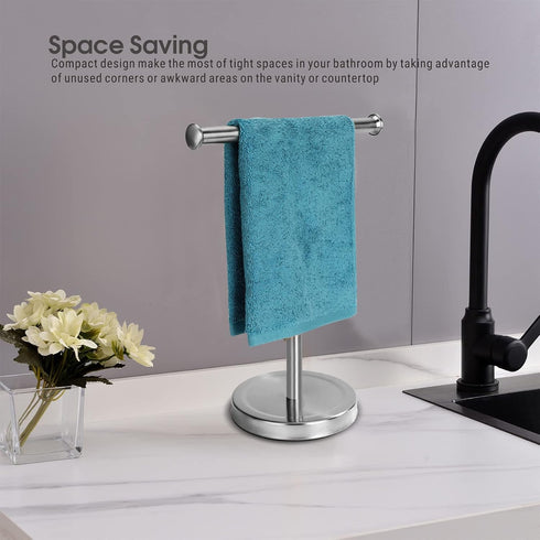 Songtec Hand Towel Holder Stand for Bathroom Vanity Countertops, Fingertip Towel Rack, T-Shape Holder