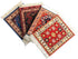 Set of 4 Rug Table Coasters - Oriental Design Fabric Carpet Drink Mats, Absorbent, Rectangular, Red Black Blue