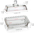 6.5'' 2-Piece Countertop,Dishwasher Clear Glass Butter Dish with Handled Lid,Classic Design Butter Keeper For Safe