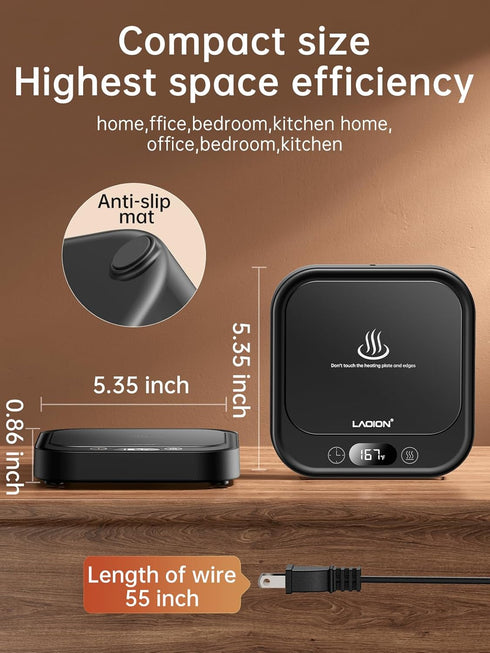 40W 4 Settings, LAOION Mug Warmer - Coffee Cup Warmer for Desk with Auto Shut Off, Smart Electric Candle Warmer