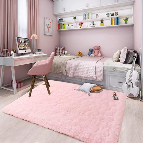 4x6 Merelax Pink Area Rugs for Living Room Bedroom Girls, Soft Fluffy Fuzzy Shag Rug for Kids Room Bedside Rug, Indoor
