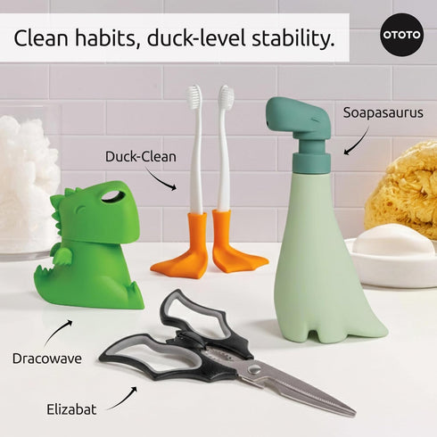 2pk OTOTO Duck-Clean Toothbrush Holder - Duck Leg Bathroom Organizer, Funny White Elephant Gifts for Adults - Makeup