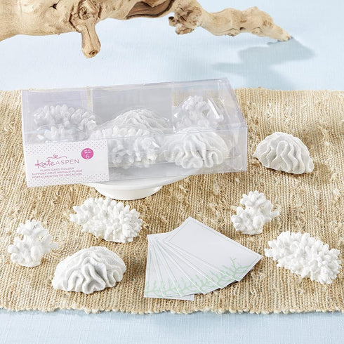Kate Aspen Seven Seas Coral Place Card Holders - Set of 6 Coastal-Inspired Table Decor for Beach Weddings