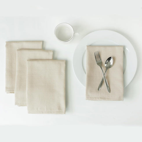 Benson Mills Cameron Textured Fabric Cloth Napkins - Set of 4, 18" x 18", Flax/Beige/Taupe