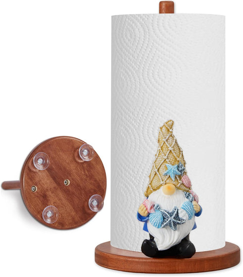 Ocean Gnome Decorative Paper Towel Holder,Coastal Kitchen Decorative,Cute Gnome Wooden Paper Towel