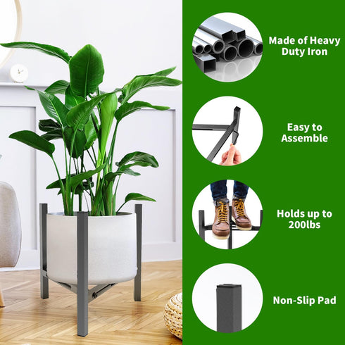 7 8 9 10 11 12 inch Airpark Plant Stand Indoor, Adjustable Metal Modern Plant Stands, Heavy Duty Stable Plant Pot