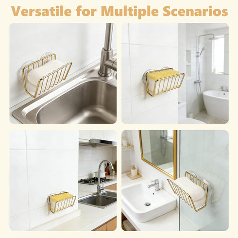 Kitchen Sink Suction Holder for Sponges,Soap,sink strainer, sink stopper.Food Graded Stainless Steel,No Drilling,Wall