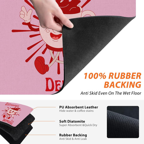 More Espresso Less Depresso Coffee Mat, Hot Pink Espresso Bar Accessories for Countertops