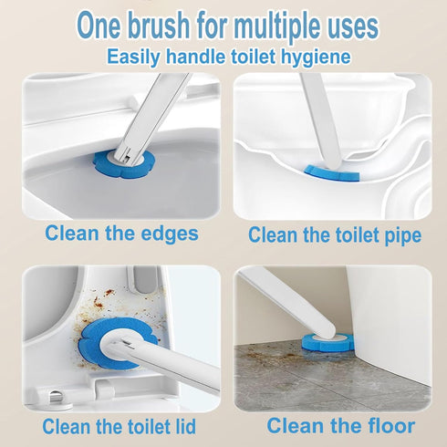 2 Pack Set,Extended 48 Disposable Toilet Brush and Holder Handle with Cleaner Refills Toilet Brush for Toilet Bowl