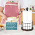 Standing Paper Towel Holder for Bathroom Countertop, Heavy Duty Wooden Base Paper Towel Rack for Kitchen