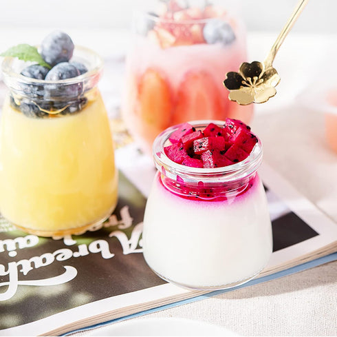 5.3oz 7 OZ Pack-of-4Pcs (5.3, 8, MGJS5-7) Thymart / Mini Glass Jar with Lid for Pudding, Yogurt, Caviar, Herb, Jelly