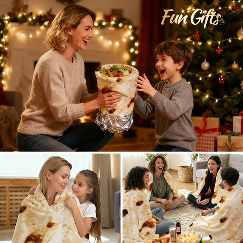80in 2.0 LetsFunny Burrito Tortilla Throw Blanket, Double Sided Burritos Taco Tortilla Wrap Blankets for Women Men Teen